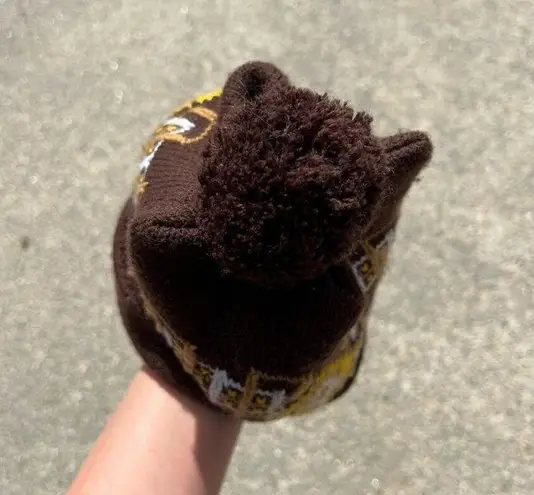 Vintage 70s 80s Avon brown retro mod pom beanie ski winter hat thumbnail 2