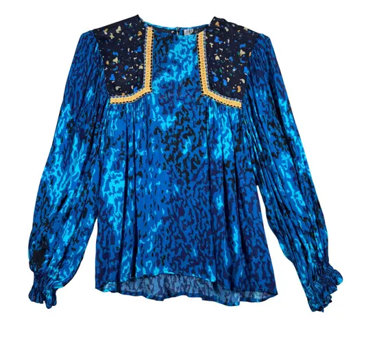 Blank London Shirt Blue Multicolor Mixed Colorful Artsy Art To Wear Size Medium