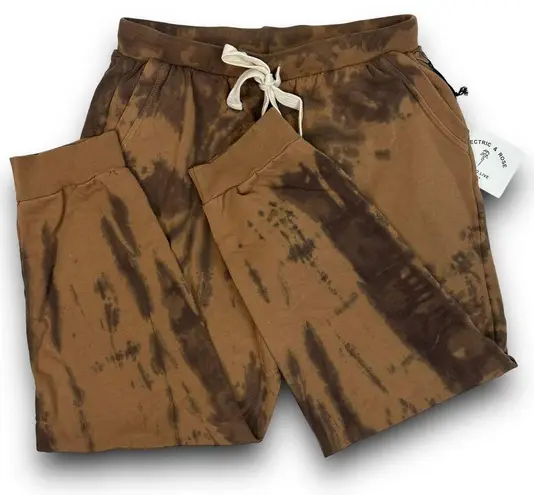 NEW Electric & Rose Cropped Ankle Sweatpants Soft Midweight Brown Tie Dye XS
