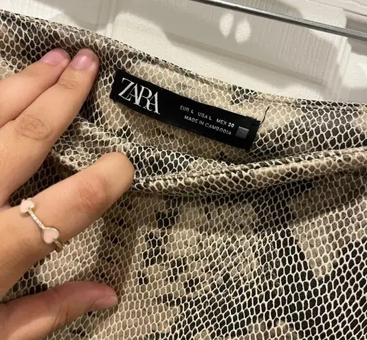 ZARA Faux Snakeskin Skort