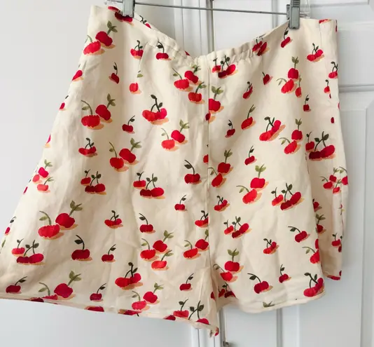 Farm Rio Cherry Print Linen Blend Skort, Size XL