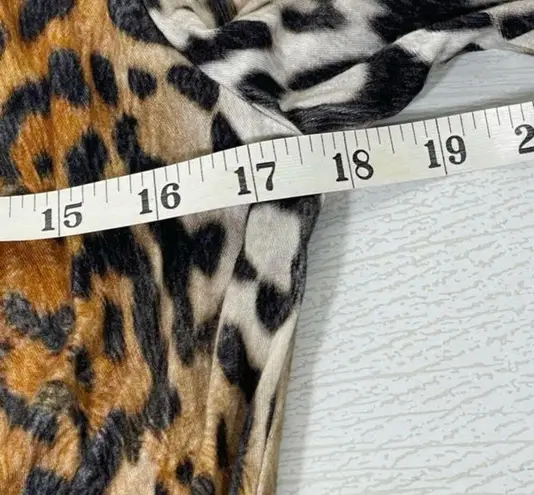 Generation Love Tan Black White Leopard Print Cowl Neck Blouse Size Medium