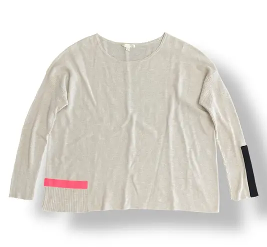 Lisa Todd In Line Crewneck Sweater Size Medium Modern, Business, Casual White