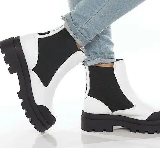 Fly London Black and White Chelsea Ankle Booties