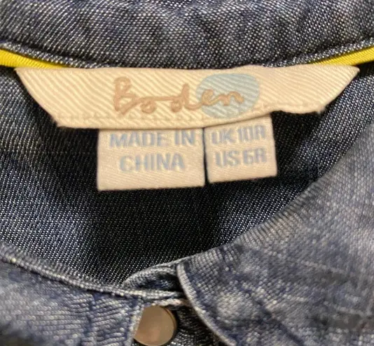 Boden Blue Long Sleeve Jean Collared Linen Blend Shirt Dress Size 6R