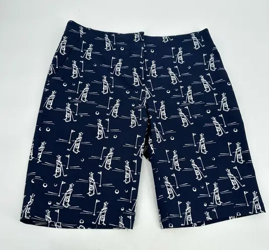 IZOD GOLF Shorts Women’s 4 Dark Blue Golf Bag Print Classic Preppy Vacation