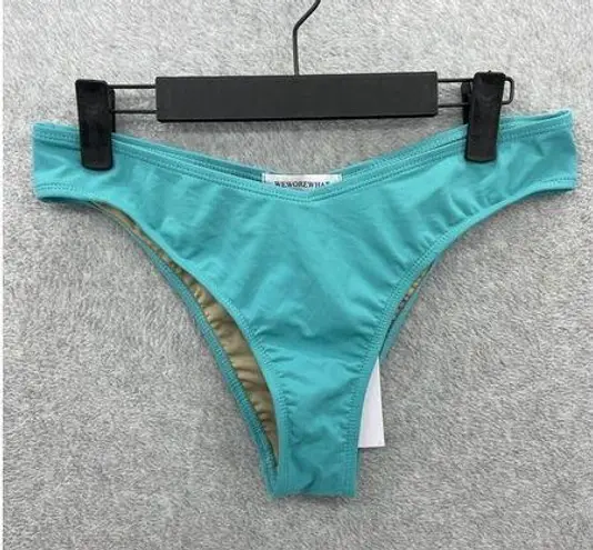 We Wore What  Women's Bikini Bottom Cheeky Rio Cut Solid Teal Size Medium V Shape