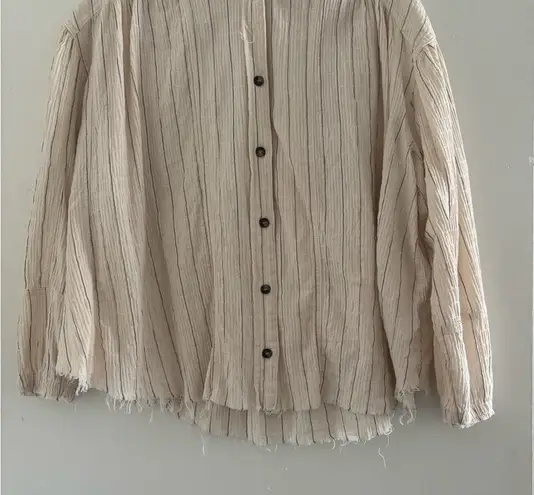 Carly Jean Los Angeles  Cream Striped Button-Up