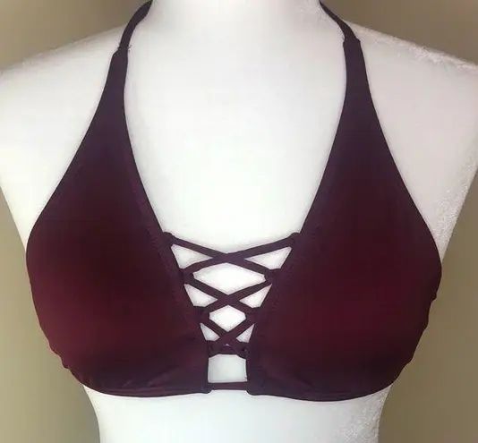 Mossimo Halter Swim Bikini Top Maroon Size SMALL
