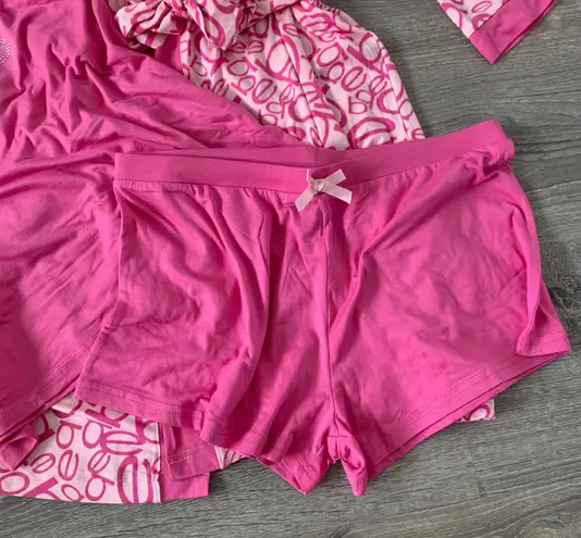 Bebe NWT  Hot Pink Sleepwear Set Bath Robe Pajama Set Shorts and Cami