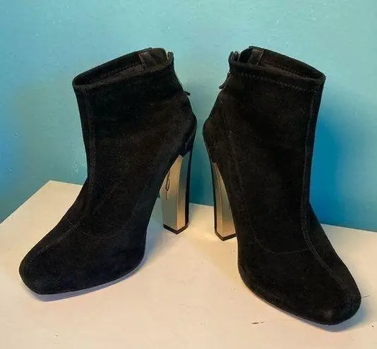 Brian Atwood  Black Suede Heeled Ankle Boots Size 7.5