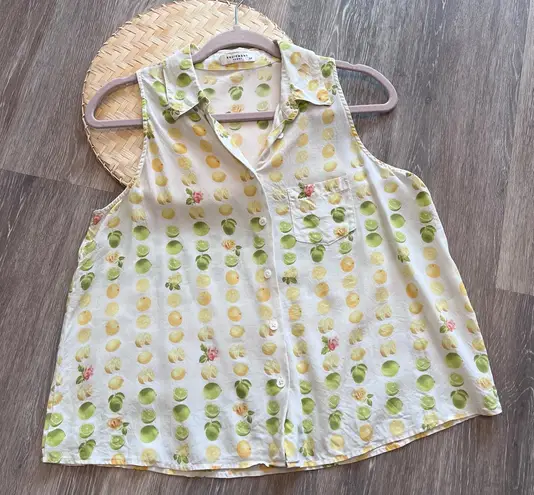 Equipment  100% silk lemon & lime printed sleeveless button‎ down blouse - Image 1