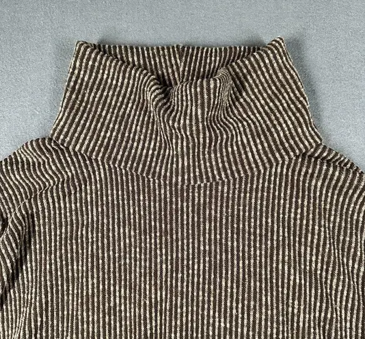 Clara Sun Woo Sweater Womens Medium Turtleneck Ribbed Stretch Pullover USA Made Brown