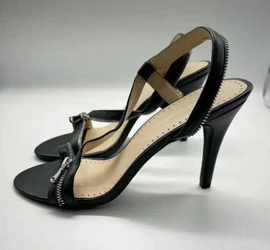 Adrienne Vittadini Gabriella Zip Sandals Black High Heels Women’s Size 10