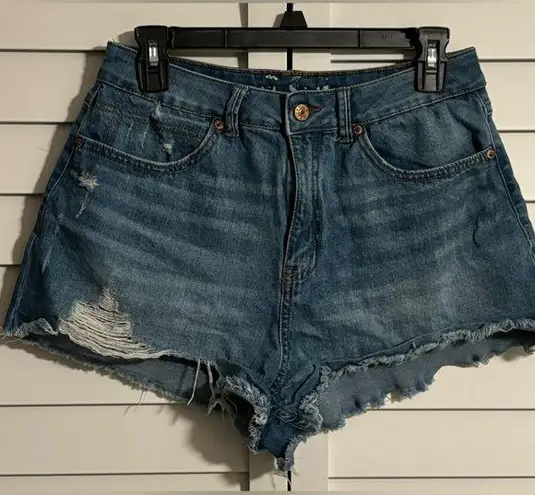 REWASH  Brand Denim Shorts High Rise Distressed Button Fly Shorts, 11/30 ALTERED