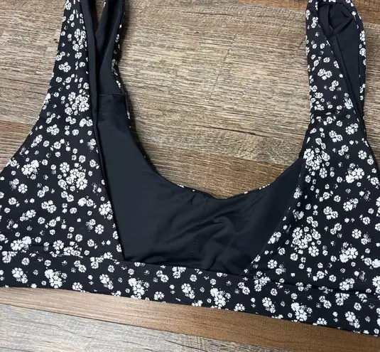 Daisy NWOT Dippin 's Black White Floral Scoop Neck Bikini Top Large