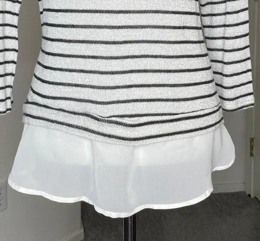 Metaphor Women’s Striped Knit Sweater Sheer Underlayer Sweater XL Boho Chic