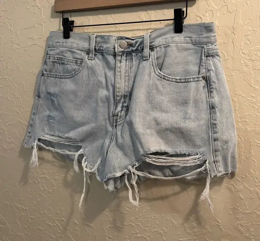 Pistola  Faded Blue Ripped Jean Shorts