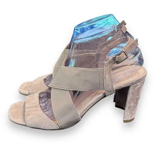 Pelle Moda Nolyn Sandals Mushroom Beige Womens Sz 8.5 Shoe Elastic Cross Strap Tan