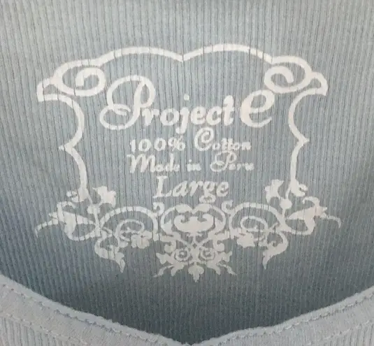 new Project e Vintage ❃ Floral Graphic Tank ❃ Baby Blue with Embroidery ❃ Large