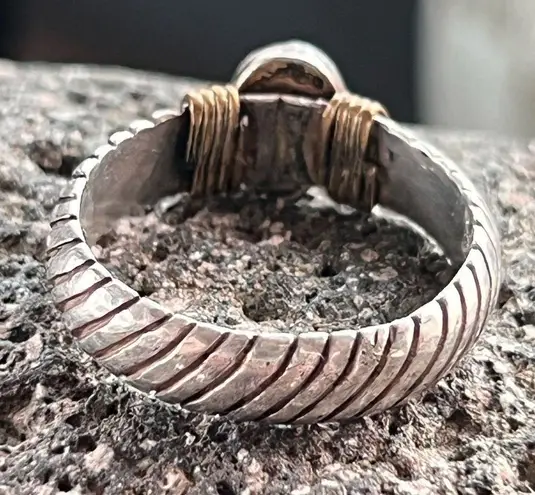 Vintage Sterling 12K Blue Kyanite Twisted Rope Ring size 8 Silver