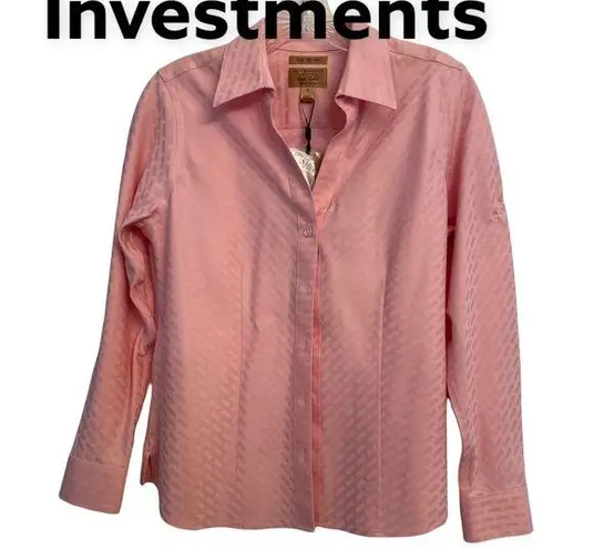 Investments Gold Label Cotton Pink Button up Long Sleeve shirt 6P NWT