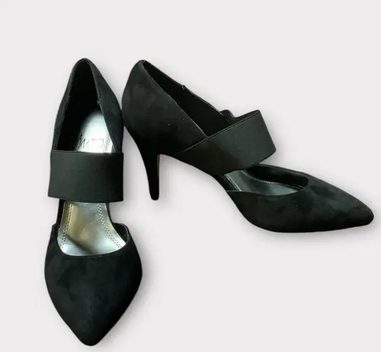 Impo Women’s Stretch Black Suede Kitten Heel Shoes Size 8 Pointed Toe