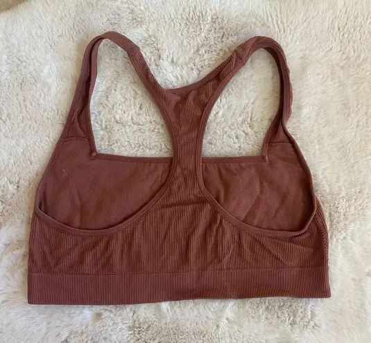 Danskin  INTIMATES Womens Size XL Brown Square Neck Racerback Bra Ribbed