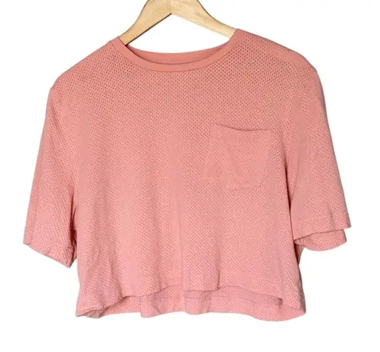 Varley Cropped T-Shirt Cotton M Pink Coral Cloud Short Sleeve Fitness Workout