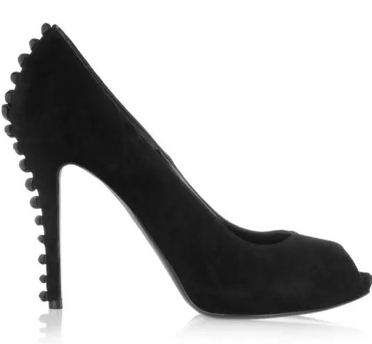 Alexander McQueen knotted leather-trimmed black suede pumps IT 36 US 6
