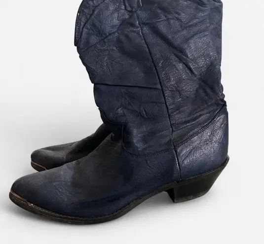 Dingo vintage blue black silver soft slouchy leather western cowboy boots 9