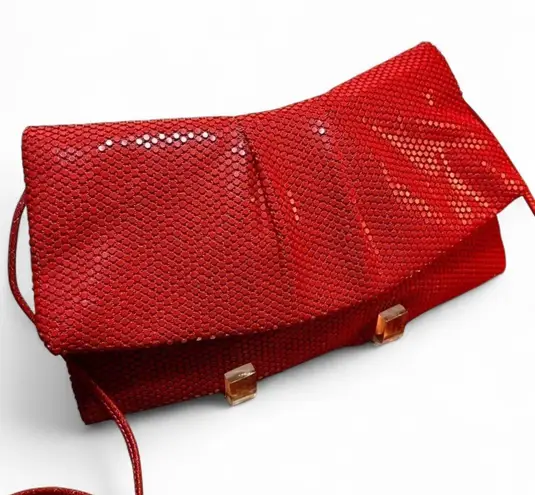 Vintage Lumured Red Sequined Slouchy Envelope Shoulder Bag