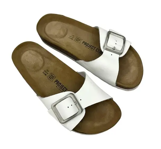 Project clouds Ibiza Sandals Leather Slides White Comfort Coastal Grandma shoes Size 8