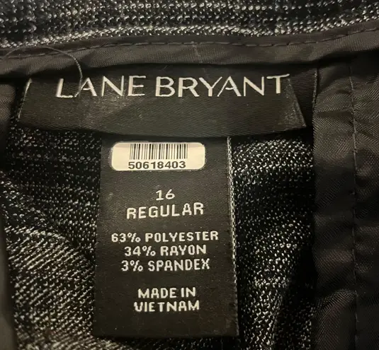 Lane Bryant Plaid Check Dress Pants Women's 16 Regular Grey Gray Stretch Office