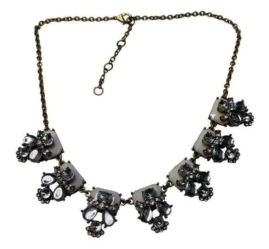 Vintage Milk Glass Bib Necklace Statement Jewelry Mid Century Modern MCM u Gold