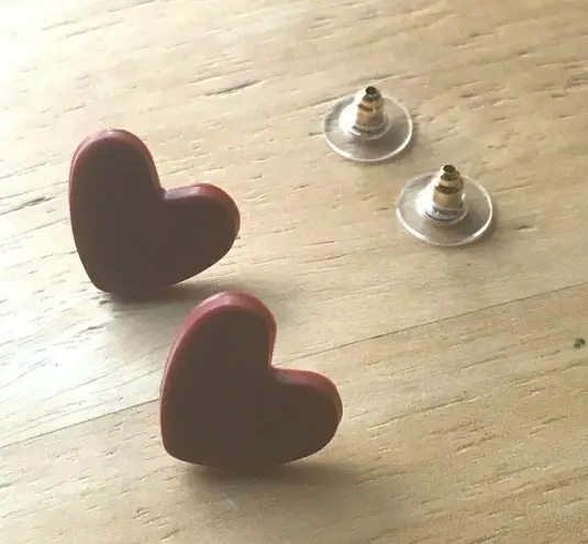 Handmade Heart Earrings Posts Polymer Clay Valentine Birthday Romance Cu…