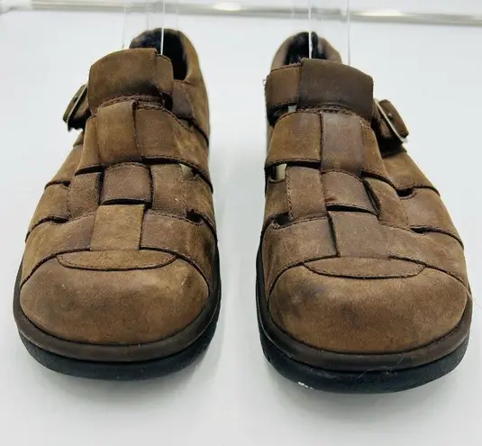 Teva  Brunswick Shock Pad Womens Brown Leather Closed Toe Slip-On Sandals Size 7 - Image 3