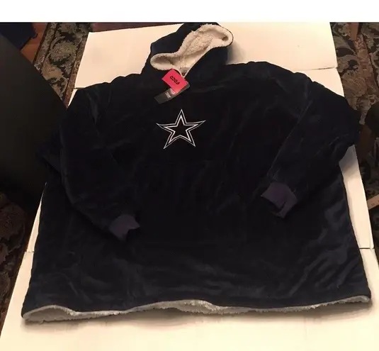 FOCO Navy White Dallas Cowboys Reversible Sherpa Hooded One Size New Blue