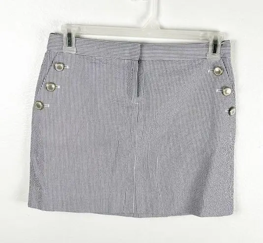 J. CREW Factory 100% Cotton Blue White Seer Sucker Button Pockets Skirt, Size 4