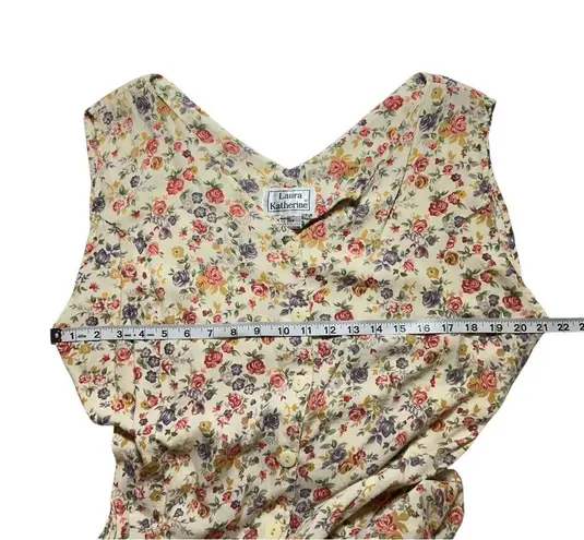 Vintage 90s Adjustable Cream Floral Hippie Cottagecore Flower Pattern Ro… Pink Size 20W