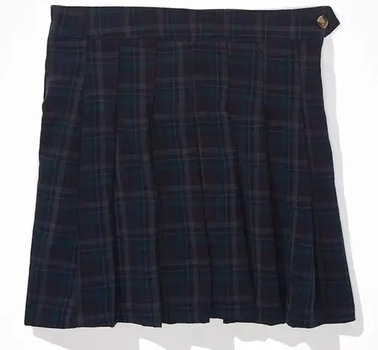 American Eagle New  Plaid Pleated Skirt Navy Blue Size 14