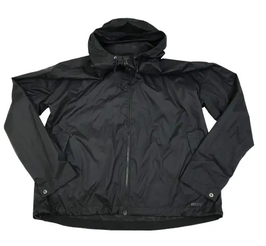 REI Groundbraker Rain Hoodie Jacket Women XL Black Outdoor Street Grunge Travel