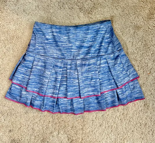 lucky in love Scallop Tennis Skort XS Blue Pink Ruffle Mini Short Pleated Skirt