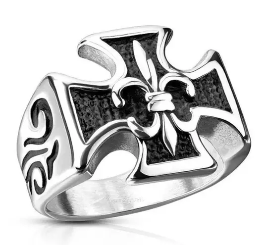 New‎ stainless steel lron cross ring size 10 Silver