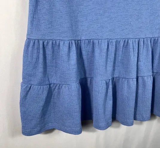 Good Luck Gem Light Pastel Blue Crepe Tiered Babydoll Sleeveless Casual Tank Top