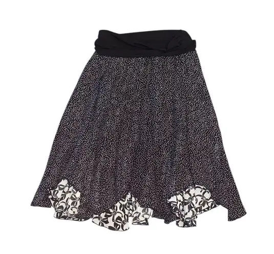 coquette girl black & cream bow print polka dot reversible swing skirt Size L