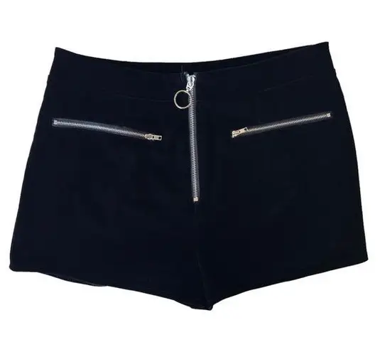 by the way. Ava Black Velvet High Waist Shorts Front Zip Revolve Medium