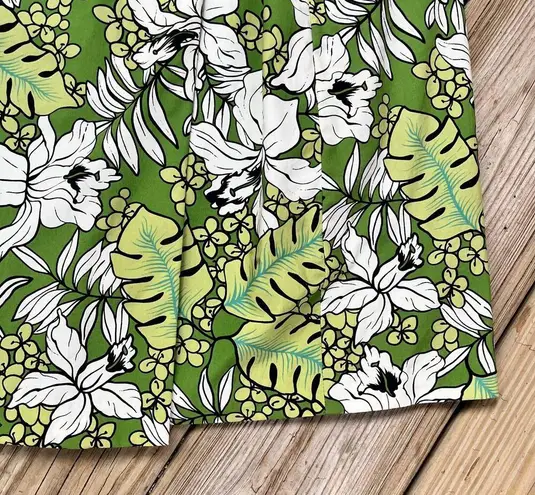 Charter Club Vintage Green And White Tropical Print Wrap Skirt Size 6