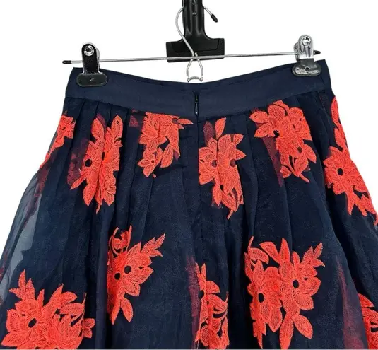 Maeve Navy Coral Floral Appliqué Circle Skirt size 0