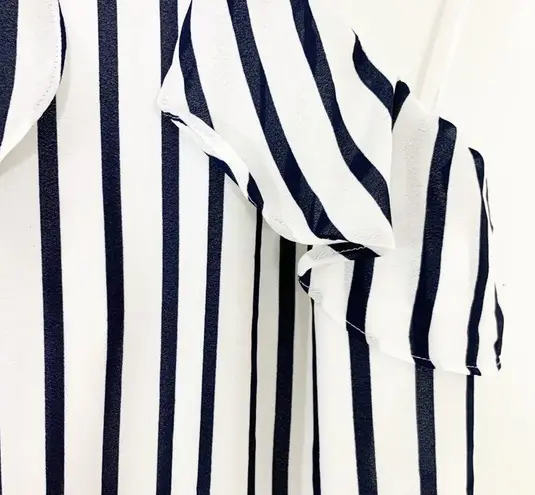 J.Crew  Dress Halter Striped Ruffle Mini Navy White Size XS NWT